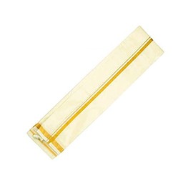 Stylesindia Pure Cotton Mens Stole Angavastram With Gold Zari Border 2.0 Mts-Cream, Cream, Free Size