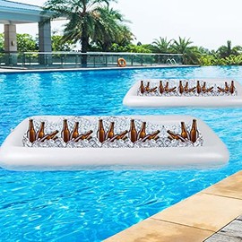 2 PCS Inflatable Cooler Ice Serving Buffet Salad Bar Tray Food Drink Holder for BBQ Picnic Pool Party Luau