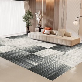 GEMBED Modern Area Rug - Geometric Rug for Bedroom Living Room, Machine Washable Rug Soft Non Slip Non Shedding, Checkered Rugs for Teen Dorm Home Decor Aesthetic, Nursery, Playroom, Black, 9'x12'