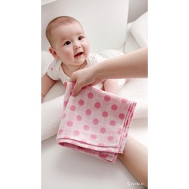 Homeable Burp Cloths Muslin Nappies Pack of 5 - Pink - 70 x 70 cm