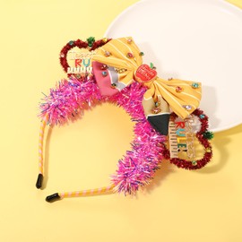 BVGA Back to School Headband for Women Girls Teacher Headband Accessories Yellow Pencil Bow Mouse Ears Headpiece Back to School Outfits Teacher Appreciation Gifts Party Favors (Pattern D)