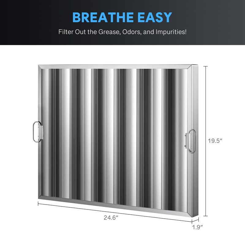 WILPREP Stainless Steel Range Hood Filters, 19.5 x 24.6 Inches