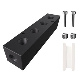 CNZG PNEU 1/4" NPT Air Compressor Manifold, Line Hose Splitter 4 Way 6 Ports Pneumatic Manifold Air Distribution Block with Accessories