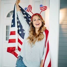 HAKJXOS July 4th Headbands for Women and Men Independence Day Headband Cute Heart National Flag Designs Holiday Party Head Bands Decorations 1 Pcs