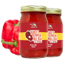 Green Jay Gourmet Relish - Sweet Pepper Relish - Red Bell Pepper Relish & Spread - USA Made - For Burgers Hot Dogs, Sandwiches & More - Gluten-Free, No MSG & Small-Batch - 2 x 16 Ounces
