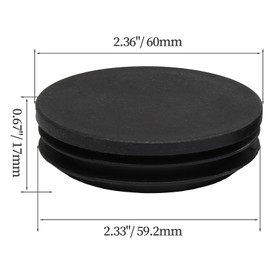 Hordion 8 Pcs 2 3/8" Round Plastic Plugs, Tubing End Cap Black Insert End Caps Floor Protector for Metal Tube Pipe Post Chairs Furniture