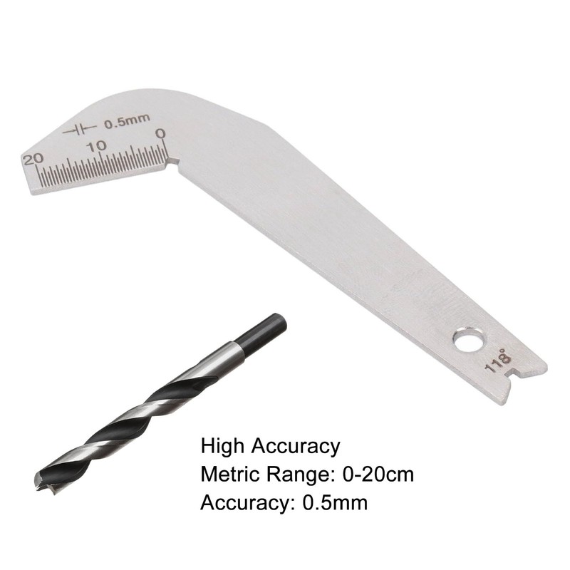 118 Degree Drill Angle Gauge Stainless Steel Drill Sharpening Gauge