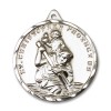 bliss Sterling Silver St Saint Christopher Medal Pendant Necklace Air