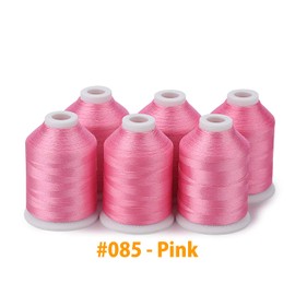 Simthread 6 Pink Polyester Machine Embroidery Threads 1000M(1100Yards) for Brother Babylock Janome Pfaff Singer Bernina Home Embroidery and Sewing Machines (Pink)