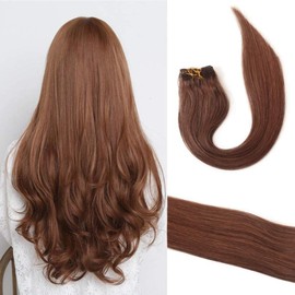 Clip in Hair Extensions Real Human Hair, Thick Seamless Clip in Human Hair Extensions Chocolate Brown Straight Natural Remy Hair 16 Inch 70g 7pcs Double Weft with 16 Clips
