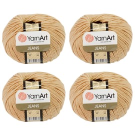 4 Skeins YarnArt Jeans 55% Cotton 45% Acrylic Yarn Blend Thread Crochet Hand Knitting Art Lot of 4skn 200 gr 696 yds (7-Flesh)