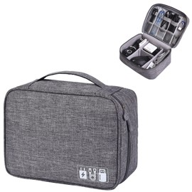Cable Bag, Cable Organiser Bag, Cable Organiser Travel, Travel Electronic Bag, Charging Cable Organiser, Charging Cable Bag, Electronics Accessories Organiser (Grey)
