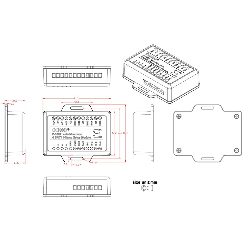 4 SPDT 10Amp Power Relay Module for Raspberry Pi etc