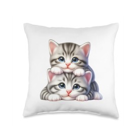 stack of animals amazing cats Throw Pillow
