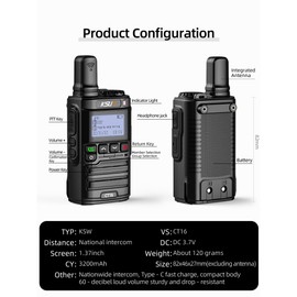 KSUN 4G Network Nationwide POC Radio with 1 Year Pre-Paid Sim Cards Walkie Talkies Long Range 5000 Miles for Outdoor Hiking Camping CT16 (2 Pack)