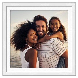 11x11 White Frame with White Mat | 14x14 Frame Wood Made to Display Print or Poster Measuring 11 x 11 Inches with White Photo Mat