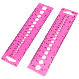 Lovelysp Knitting Needle Gauge Geometric Rulers Gauge Sewing Tools Knitting Needles Measuring Tools for School, Office, Home, etc. (Pink) -2PCS