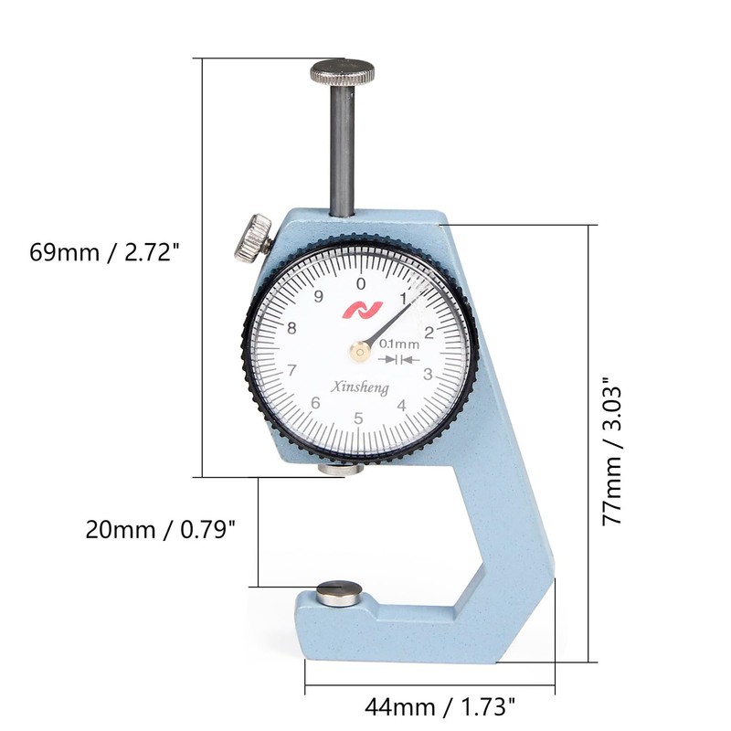 Utoolmart Dial Thickness Gauge, Flat Head Thickness, 0-20mm Tester Dial