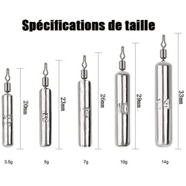 Taicols 25 Stück Bleie in 5 Größen Sinker für Angelzubehör Gewicht Drop Shot 3,5 g 5 g 7 g 10 g 14 g Blei zum Angeln im Meer