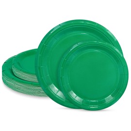 LIKAJON 50 Pcs Green Paper Plates, 25 Pcs 9 Inch and 25 Pcs 7 Inch Disposable Dessert Plates for Valentines,Tea Party, Baby Shower, Birthday, Wedding, Graduation, Picnic, BBQ, Party
