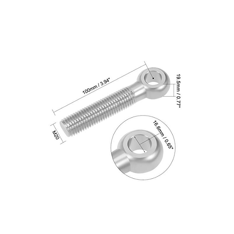 sourcing map M20 x 100 mm 304 Stainless Steel Machine