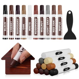 Wood Filler Sticks, 10 Colors Wood Wax Crayons for Furniture Scratch, Wood Touch-up Markers for Repair Any Scratches, Scuffs, Cracks and Nail Holes on Wood Furniture, Floors, Doors, Cabinets, Tables
