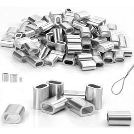 Aluminium Press Clamps, Aluminium Wire Rope Clamp, 3 mm, Aluminium Sleeve, Oval Choke Clamps, Pack of 120 Seals, Crimp Sleeves, Metal Sleeves for Ropes, Wire, Rope Connectors, Steel Cable, Wire Rope
