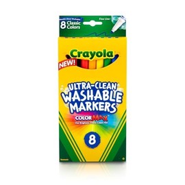 Crayola Ultra-Clean Washable Markers, Color Max, Fine Line Classic Colors 8 Ea (Pack of 12)