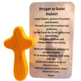 Westmon Works St Hubert Hunters Prayer Set Hand Held Comfort Cross with Patron Saint Holy Card