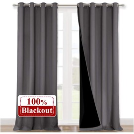 NICETOWN - Juego de 2 persianas 100 opacas, 52 x 120 pulgadas, cortinas de tratamiento de ventana para puerta corredera de patio grande, aislamiento