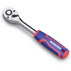 WORKPRO 3/8-Inch Drive Ratchet Wrench, 72-Tooth Reversible Ratchet, Quick-Release 3/8 Drive Ratchet Handle, CR-MO Head, Chrome Plated Finish