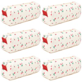SOIDRAM 6 Pcs Makeup Bag Preppy Cosmetic Bag Bulk Floral Makeup Pouch Personalize Travel Toiletry Bag Organizer Cute DIY Makeup Brushes Storage Bag for Women