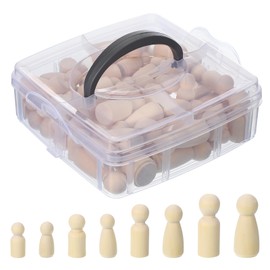 PATIKIL 2 Set Wooden Pegs Dolls, 50Pcs Wood Pegs People Dolls Dad Mom Unfinished Bodies Natural Wood Figures for Painting DIY Crafts Arts Graffiti