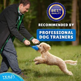 YES4QUALITY Dog Bite Tug Toy (11.8"x3.5"), Durable Blue Pull Toy w/ 2 Soft & Strong Black Handles, Tough Nylon Bite Pillow for Small to Medium Dogs, Ideal for Tug of War, Fetch, K9, Puppy Training