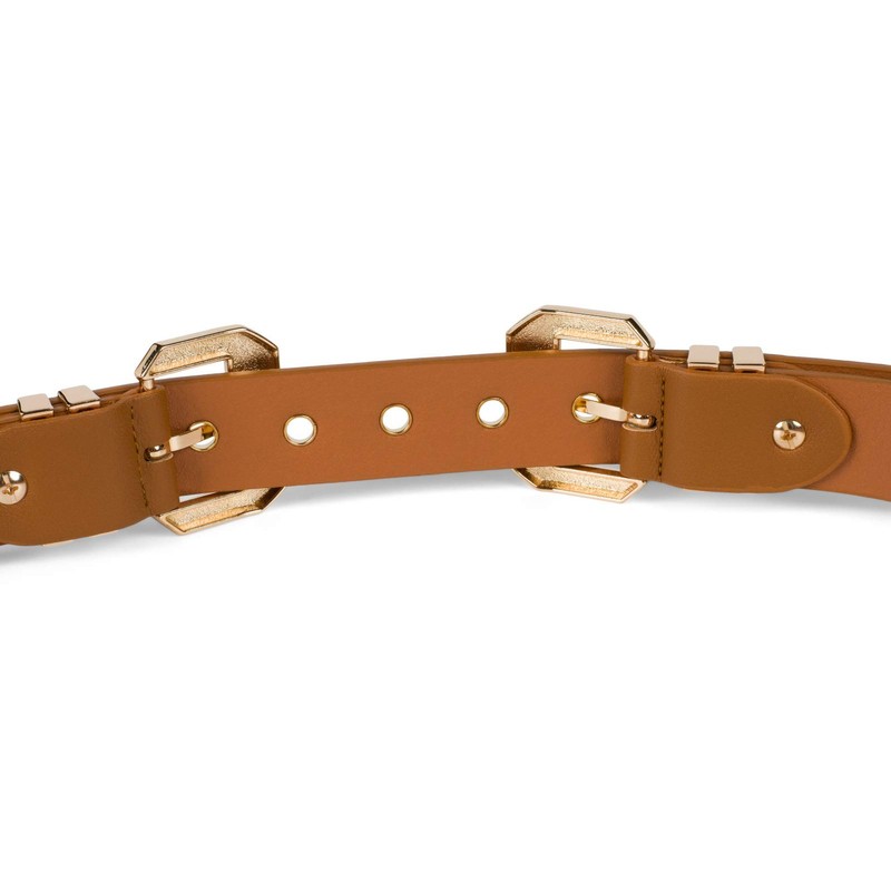 styleBREAKER 03010121 Women's Belt with Double Gold Buckle and Hole