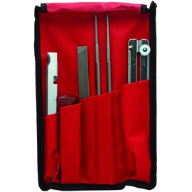 Forester Chainsaw Sharpener File Kit | Includes 2 Round Files, 6" Flat File, Filing Guide, Wood Handle, Guide Holder, Travel Pouch | Chainsaw Sharpener Kit | One Of Each