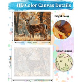 TOCARE Deer Paint by Numbers Kit for Adults,Deer in Forest Adult Paint by Number Canvas,Adults' Paint-by-Number Kits for Animals Lovers 16x20inch (Without Framed)