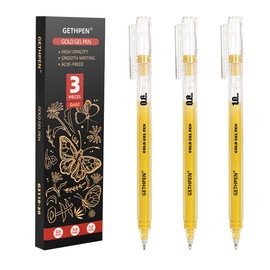 GETHPEN Gold Gel Pens 3-Pack - 0.6/0.8/1.0mm Fine to Bold Tips for Black Paper, Bullet Journaling & Holiday Crafts - Metallic Ink Set for Artists, Card Making & DIY Gifts