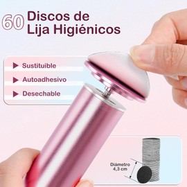 Lima Eléctrica para Pies - Profesional con 60 Discos de Lija, Velocidad Ajustable, 360° Rotación - Elimina Callos, Piel Muerta y Durezas - Ideal para Pedicura en Casa (Rosa)