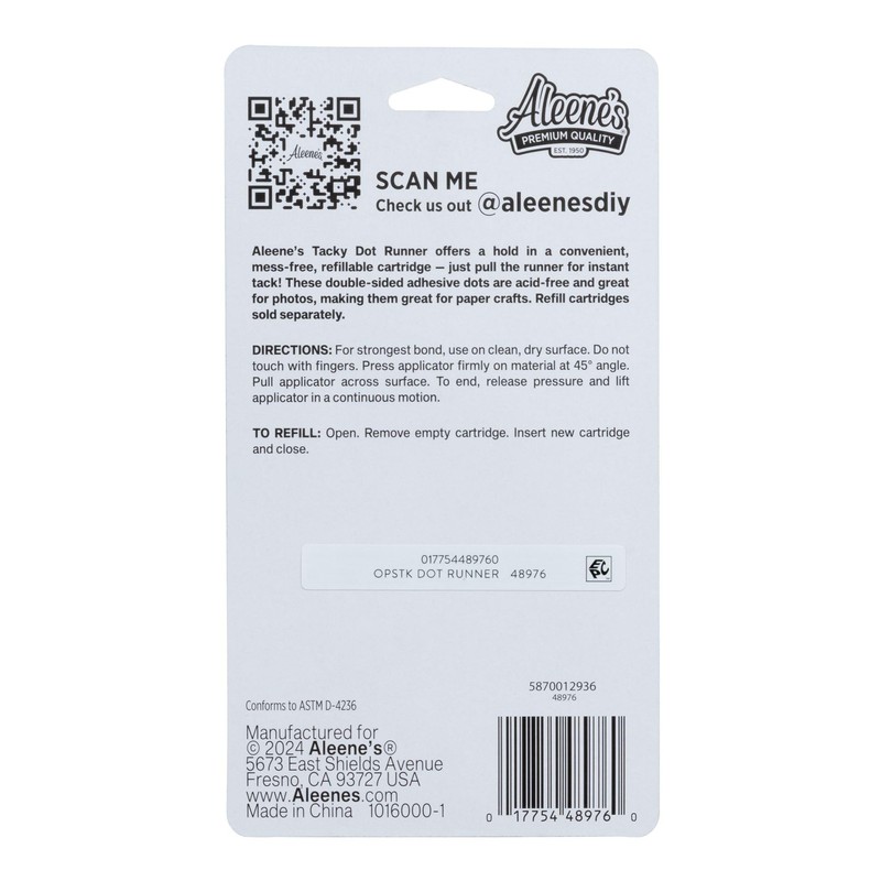 Aleene's Tacky Dot Runner, Clear Crafter's Tape, Easy Application, Premium