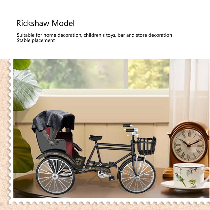 Rickshaw Model Retro Design Decorative Interesting Alloy 3 Wheel Rickshaw