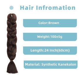 Synthetic Hair for Braiding Easy Braid Pre-Stretched Dark Brown Braids Extensions Hair Extensions 24 Inch 3 Packs Hair for Braiding Braids Braids Braid Extensions SIZE-V5-1