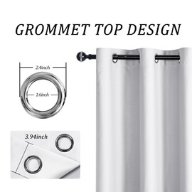 JIUZHEN Room Darkening Curtain for Sliding Glass Door, Blackout Privacy Thermal Insulated Window Treatment for French Door/Patio Door (Greyish White, W80 by L84, 1 Panel)