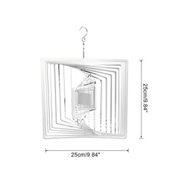 sourcing map Wind Spinner Square 9.84" x 13.39" Stainless Steel Reflectors Wind Chimes for Outdoor Devices Metal Decorations Keep Birds Away Yard Garden, Silver Tone