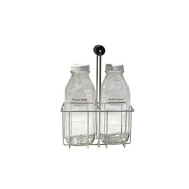 The Dairy Shoppe Wire Bottle Carrier for Libbey, StanPac, 32-34 oz bottles (32 oz Square Milk Bottles, 2 Cell Carrier)