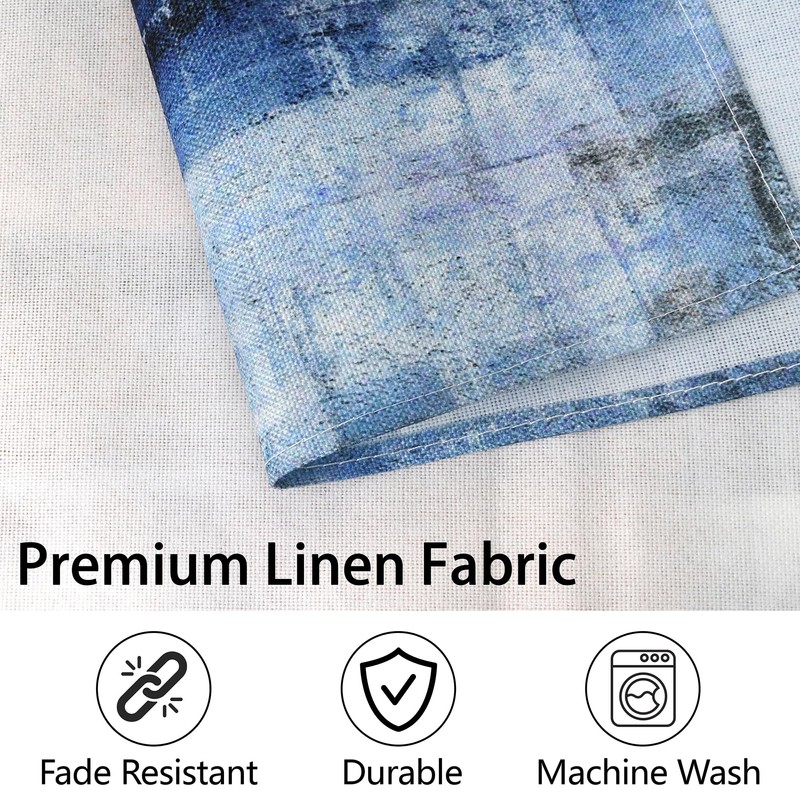 Blue and Gray Placemats Washable, Linen Rectangular Place Mats Set