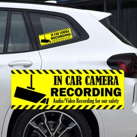 Camera Audio Video Recording Window Cars Stickers 2x6 Inch in Car Camera Recording Labels Cam On Board Video Sign for Car Window Bumper Safety 4 PCS (Yellow)