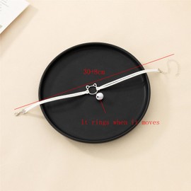 xdlhghe Cat Choker Necklace for Women Black White Rope Bell Charm Women's Necklace Cord Anime Cute String Jewelry (White Rope)