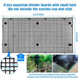 Weramics 8pcs DIY Fish Tank Divider Aquarium Divider Filter Bottom Fish Tank Isolation Board Egg Crate Tray (Black, 8pcs 11.8X5.9 Inch with 0.15 Inch Hole)