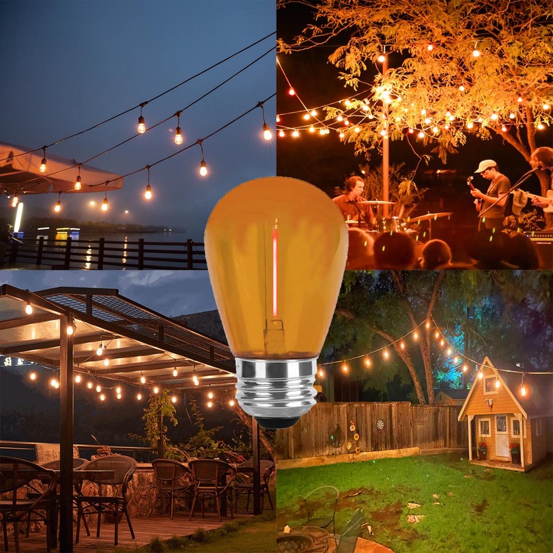 LRSUEYSKIN 15 Pack Orange LED Bulb S14 LED Relacement Bulbs